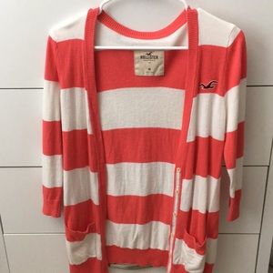 Hollister Striped Coral Cardigan